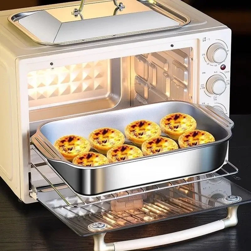 2PCS Stainless Steel Baking Pan with Lid Cake Pans with Covers Bakeware Baking - Image 2 of 4