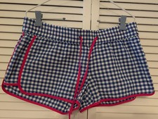 Womens Shorts-VINEYARD VINES-navy/white gingham nylon blend elastic waist-S