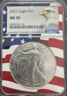 2022 American Silver Eagle $1 - NGC MS 70 Rare Flag Holder / Nice!