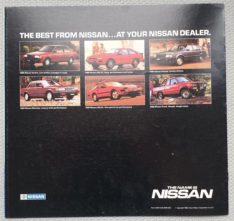 NISSAN PULSAR NX RANGE USA LF Car Sales Brochure 1986 #PUL-S-6401-9-85 307M-GR-1 - Image 3 of 3