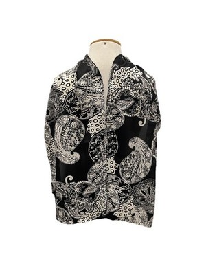 Passigatti 100% Silk Scarf Black White Paisley Polka Dot Square Italy #A4