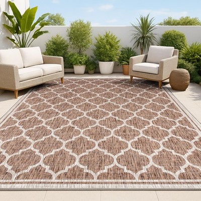JONATHAN Y SMB109B-4 Trebol Moroccan Trellis Textured Weave Indoor Outdoor-Ru...