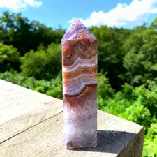 Amethyst Lace Agate Healing Crystal Tower Point Obelisk Gemstone Home Decor Gift
