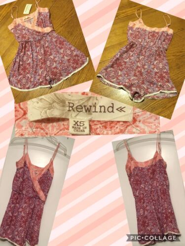 NEW! Rewind Romper Size XS Adjustible Spaghetti Straps Lace Trim 100% Rayon NWT!