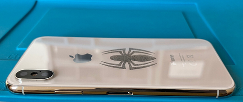 iPhone X Gehäuse Rahmen Backcover Silber Vormontiert "Spiderman Edition" Unikat - Bild 6 von 7