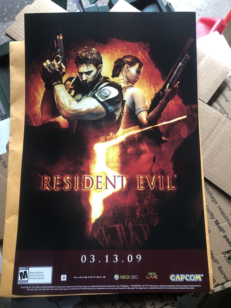 ORIGINAL Dual-Sided Resident Evil 5/Dead Rising Video Game Poster:11x17