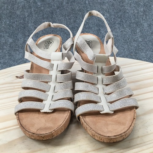 Bass Sandals Womens 9.5 M Louisa Strappy Elastic Metallic 2036-3530-056 Beige - Picture 7 of 17