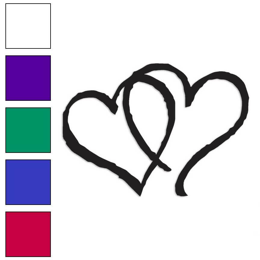 Dibujo de corazones entrelazados, calcomanía adhesiva de vinilo, varios colores y tamaños #4045