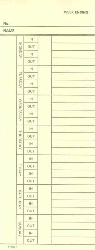 TCS (200) Time Cards, Bi-Weekly, 2-Sided, for Amano, Acroprint, Icon, Lathem, & more