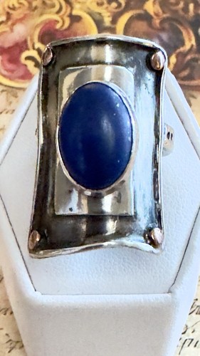 Talla 7 - Impresionante Anillo Vintage Plata 925 - Lapislázuli - Cobre - #1435 - Imagen 4 de 10