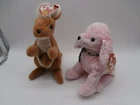 VTG Retired 1996 Ty Beanie Babies Pouch The Kangaroo and Pink Poodle Brigitte