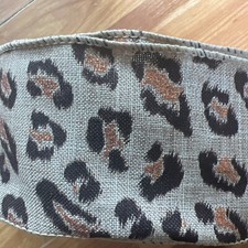 BROWN LEOPARD ANIMAL PRINT 3 Inch Wired RIBBON SAFARI CRAFT HAIRBOW BOW - 1 Yd