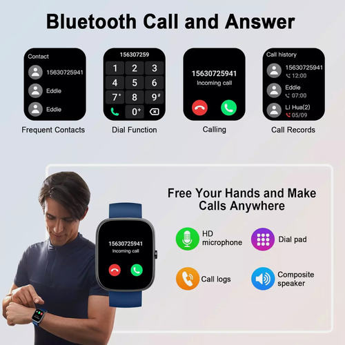 1.91" Smart Watches Answer/Make Calls with Heart Rate Sleep Monitor - 第 3/7 張圖片