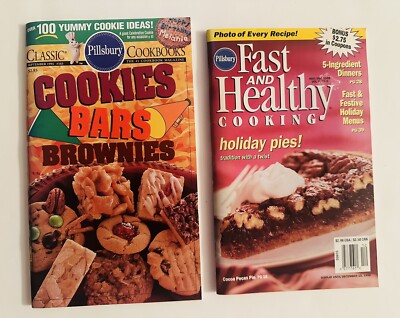 2 Vtg 1990 s Pillsbury Classic Cookbooks: Cookies Bars Pies Holiday Recipes VGC
