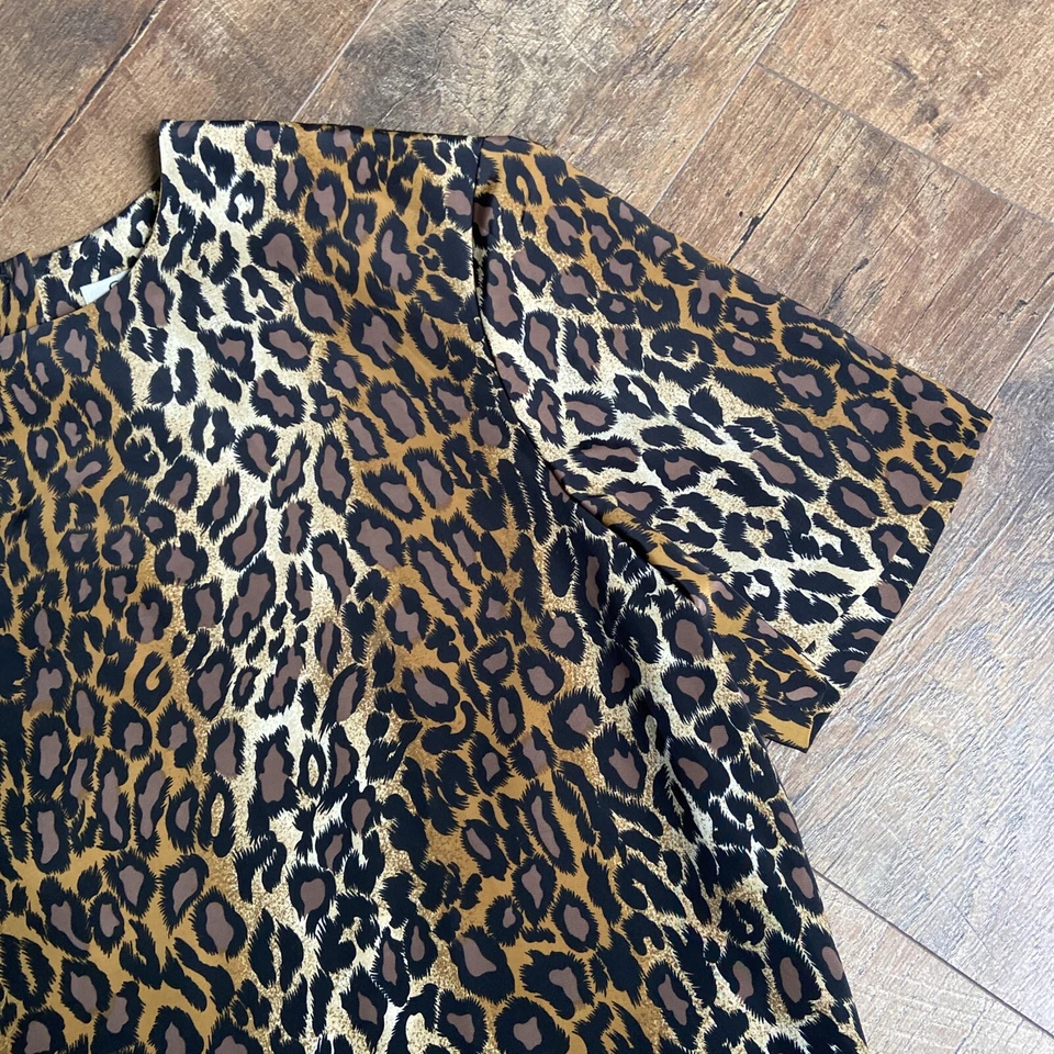 Le Suit | Blusa Camisa Manga Cuello Alto Estampado Leopardo Vintage Talla 10 Excelente Foto 4 de 4