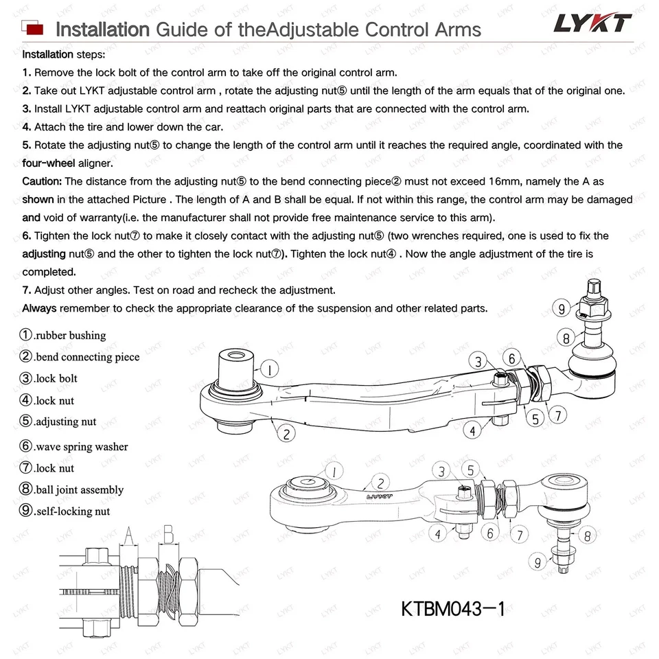 LYKT 4pcs Rear Adjustable Camber&Toe arms Kit for BMW 5~7series、M5/M6/X5/Z8 - Image 3 of 4