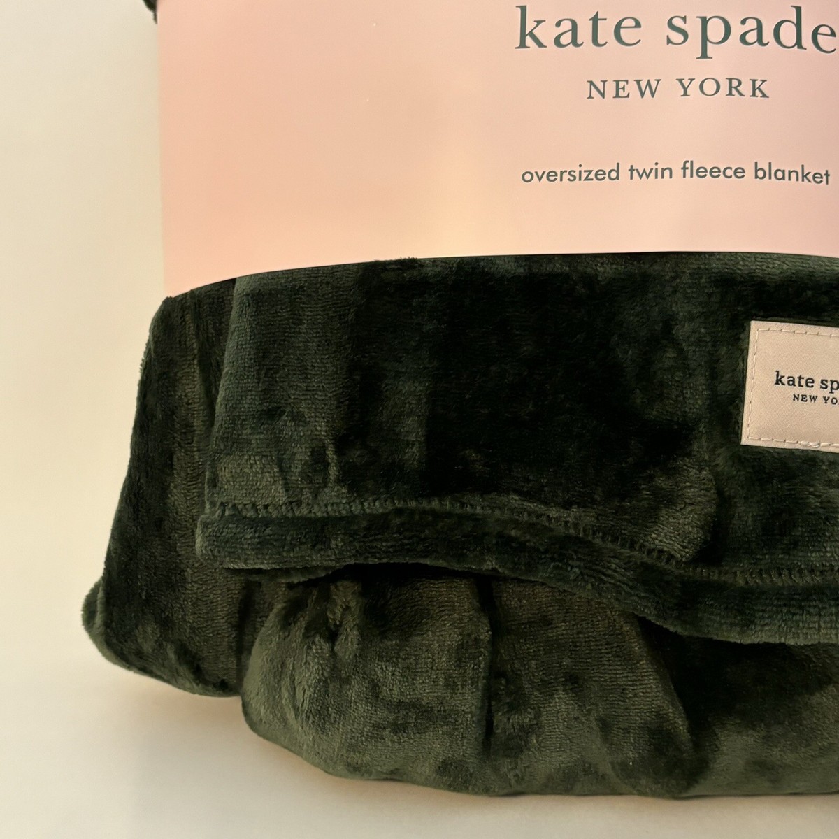 Kate Spade NY Dark Olive Green Oversized Twin Plush Fleece Blanket