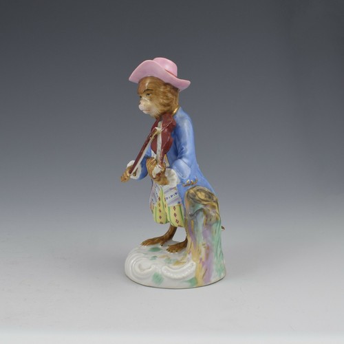 19th Century Dresden Porcelain Monkey Band Figure Violin Player Antique - Picture 8 of 10