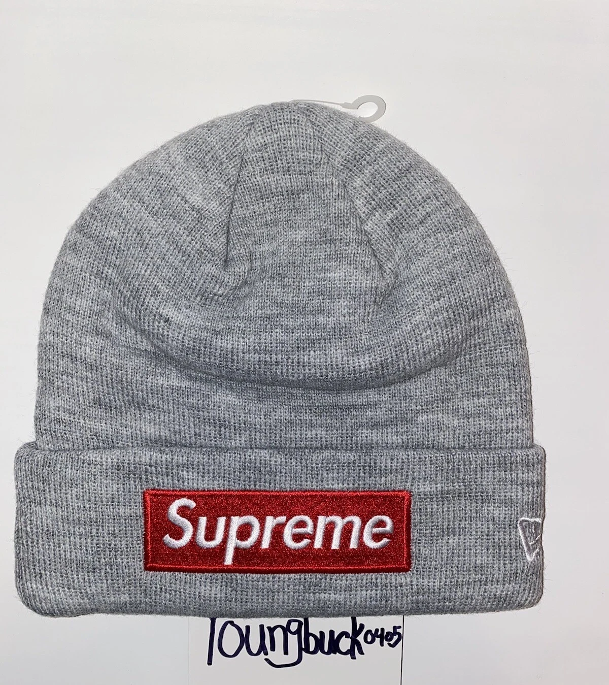 Chapeau Supreme x New Era Box logo gris bonnet rouge FW18BN59 neuf