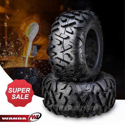 2 WANDA ATV UTV Tires 25x10-12 25x10x12 6PR P350 Bighorn Style All Terrain