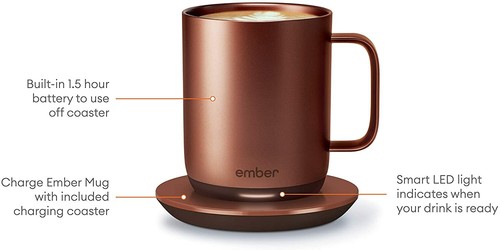 Neu Ember 2 10 Unzen Kupfer Temperaturregelung Smart beheizter Becher 1,5 Stunden Batterie - Bild 8 von 12
