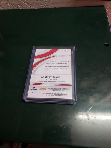 2022 Panini Immaculate Luke Williams Philadelphia Phillies SP Rawlings Logo #2/4 - Picture 5 of 5
