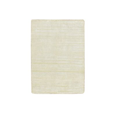2'x3' Photon White Plain Line Design Silk with Oxidized Wool Mat Rug R75661