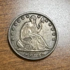 1873 Arrows Seated Liberty Silver Half Dollar Toned AU
