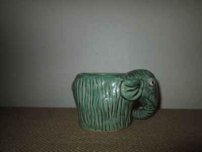 Vintage Majolica Pottery Small Green Glazed Elephant Planter | eBay