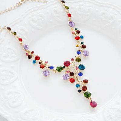 Damen glänzende Halskette Farbe Halsband Natur Boho Schmuck Gypsy Bohemian Geschenk