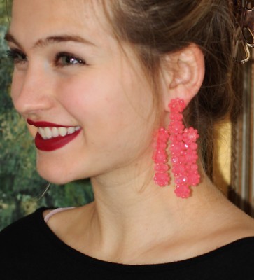 kate spade crystal statement melon pink earrings THE BEAD GOES ON chandelier