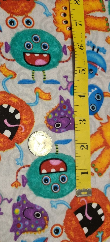 BTY X 44"W Flannel Childrens Fabric Monsters By A. E. Nathan Co. Quilting Sewing - Image 2 of 4
