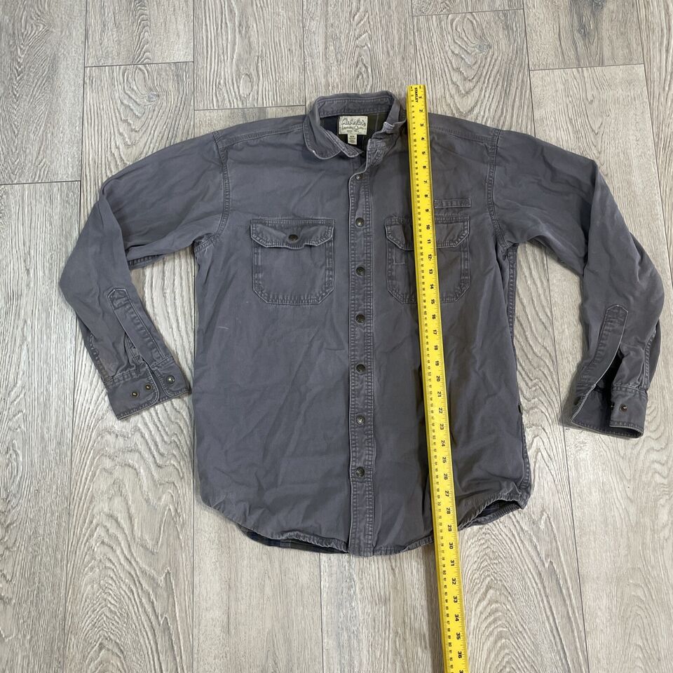 Cabela's Flannel Lined Shirt Jacket Size M Lined Snap Button Gray Hunt ...