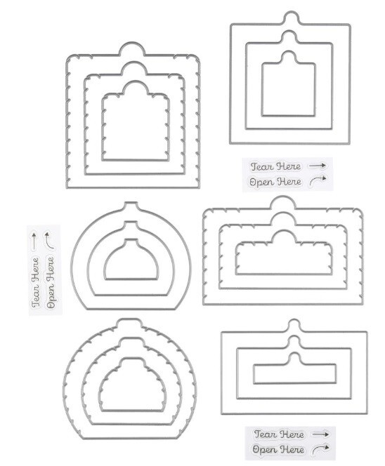 Crafter's Companion Dies & Stamps Tear & Reveal Door, 3 Sets, Pull Tab 816444