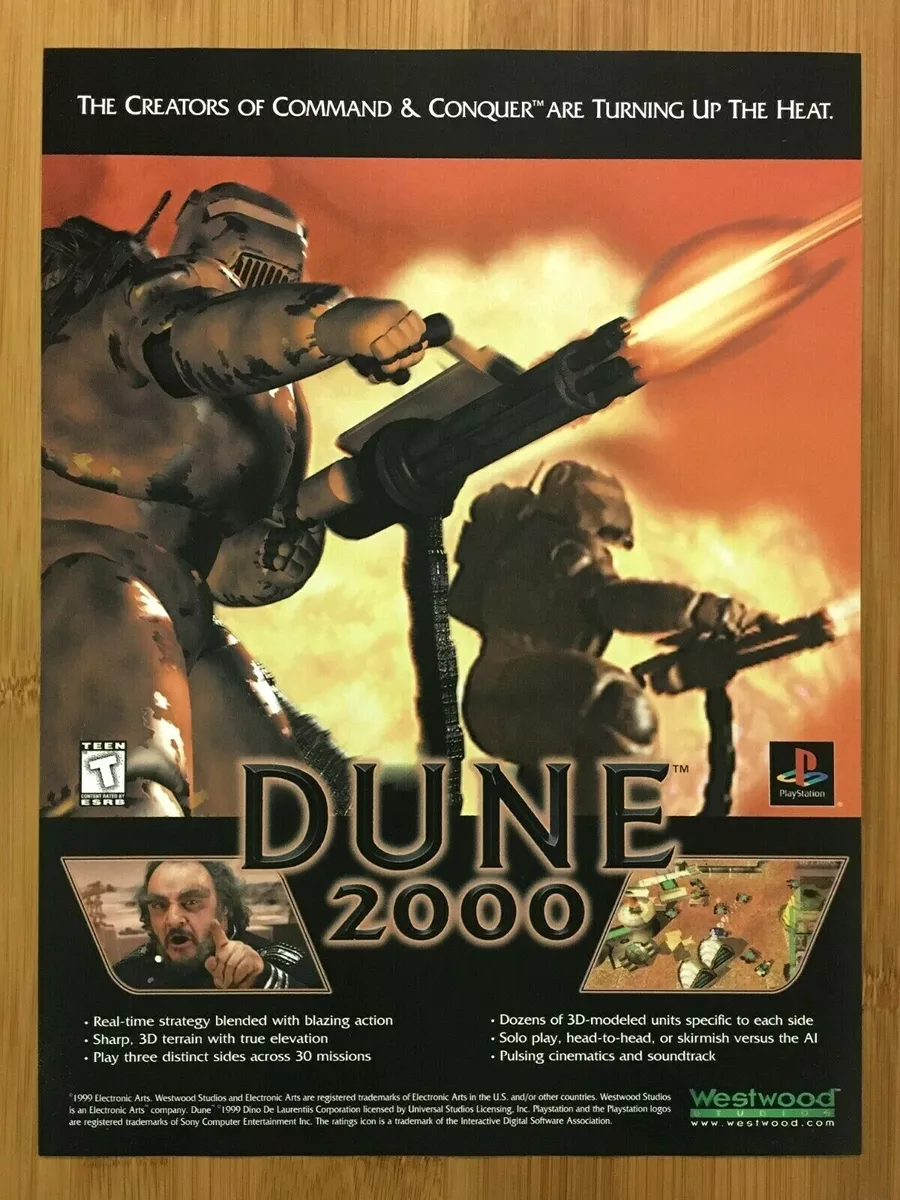Dune 2000 PS1 Playstation 1 PC 1998 Vintage Print Ad Poster