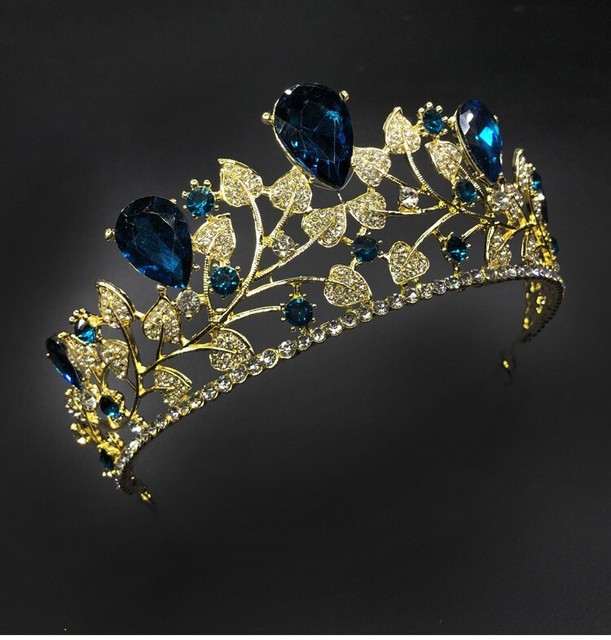 Blue Tiara Bridal Headpiece Gold Crown Wedding Hair Crown Crystal Crown Crystal NC11945 Blue Tiara Bridal Headpiece Gold Crown Wedding Hair Crown Crystal Crown Crystal NC11945
