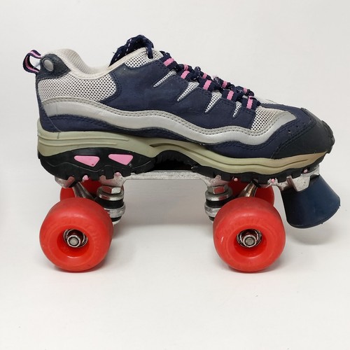 Pattini a rotelle Skechers Sport 4 ruote blu navy / rosa caldo donna taglia 7 usati - Foto 8 di 18