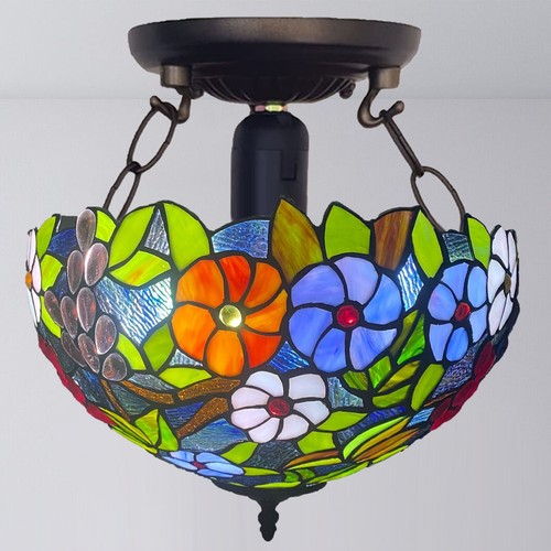 Tiffany Style 16" Shade Only Stained Glass For Table Ceiling Pendant & Floor UK - Picture 11 of 12