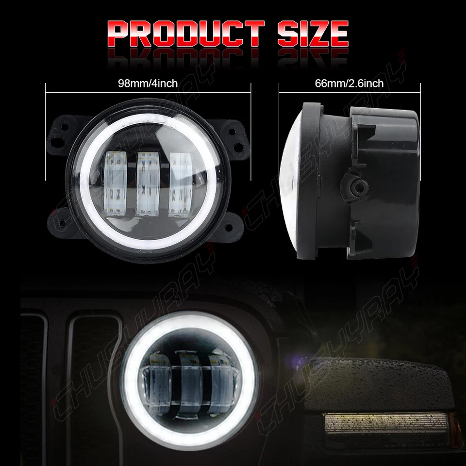 Fit 1995-2005 Dodge Neon 4" Inch LED Fog Lights Front Bumper Driving Lamps - Image 4 of 4