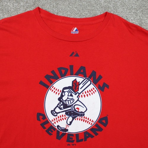 Cleveland Indians Shirt Mens 2XL XXL Red Majestic 100% Cotton S/S Pullover - Picture 5 of 14