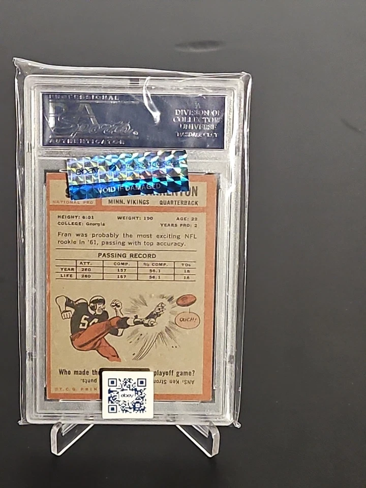 1962 Topps - Fran Tarkenton #90 (RC) Foto 2 de 4