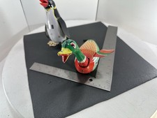 Vintage Tin Wind Up Toys Duck Goose Penguin China Litho Mechanical Lot of 2