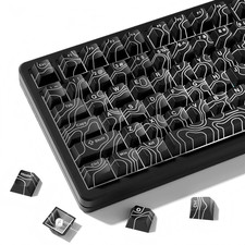 118 Keys Double Shot PBT Keycaps Set - Black Topographic Shine Through