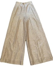 Vtg Women  s Retro Eddy George California Disco Wide Leg Metallic Gold Pant Sz24