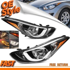 Pair Fits 2014 2015 2016 Hyundai Elantra Headlight Assembly Left Right W/Bulbs