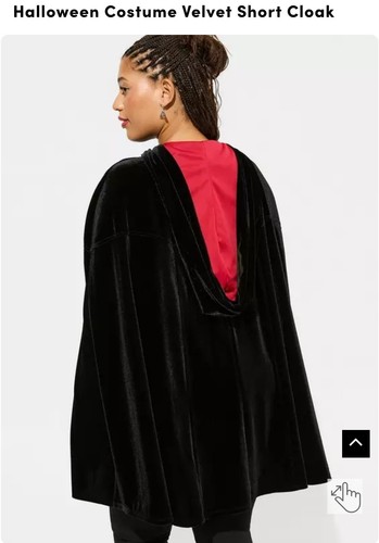 New Torrid Black And Red Short Velvet Cloak Halloween Costume 3X / 4X - Picture 2 of 8