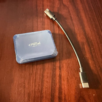 Crucial X10 1TB External USB-C SSD with USB-C to C Cord - Blue - Power Hours - 0