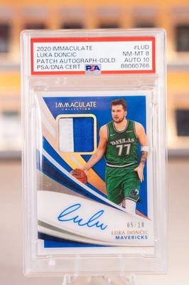 2020 Immaculate Luka Doncic Patch Autograph Gold PSA 8 Auto 10 #LUD Pop 1 #05/10