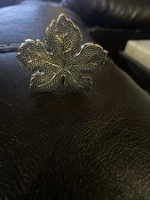 Vintage Germany Scarf Clip Maple Leaf Silver Tone Signed (216