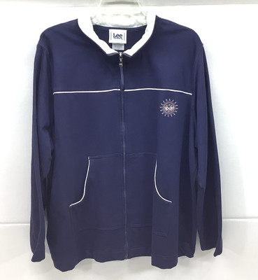 VTG Lee Mock Collar Jacket Zipped Sweatshirt XXL Blue Poly Cotton